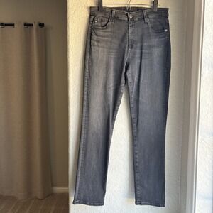 AG Womens 31 Jeans Mari Slim Straight Black High Rise Faded Denim Cotton